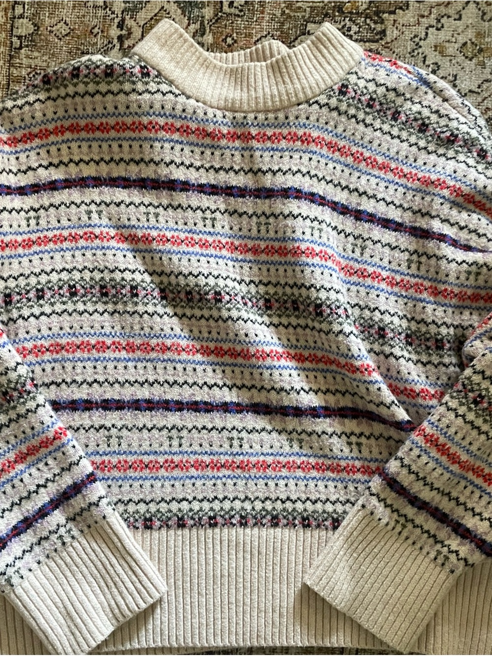 Cream Fair Isle Crewneck Sweater - Women